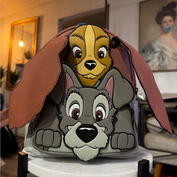 Disney Lady and the Tramp Dog Carrier Backpack - Brown and Gray - Picture 1 of 5